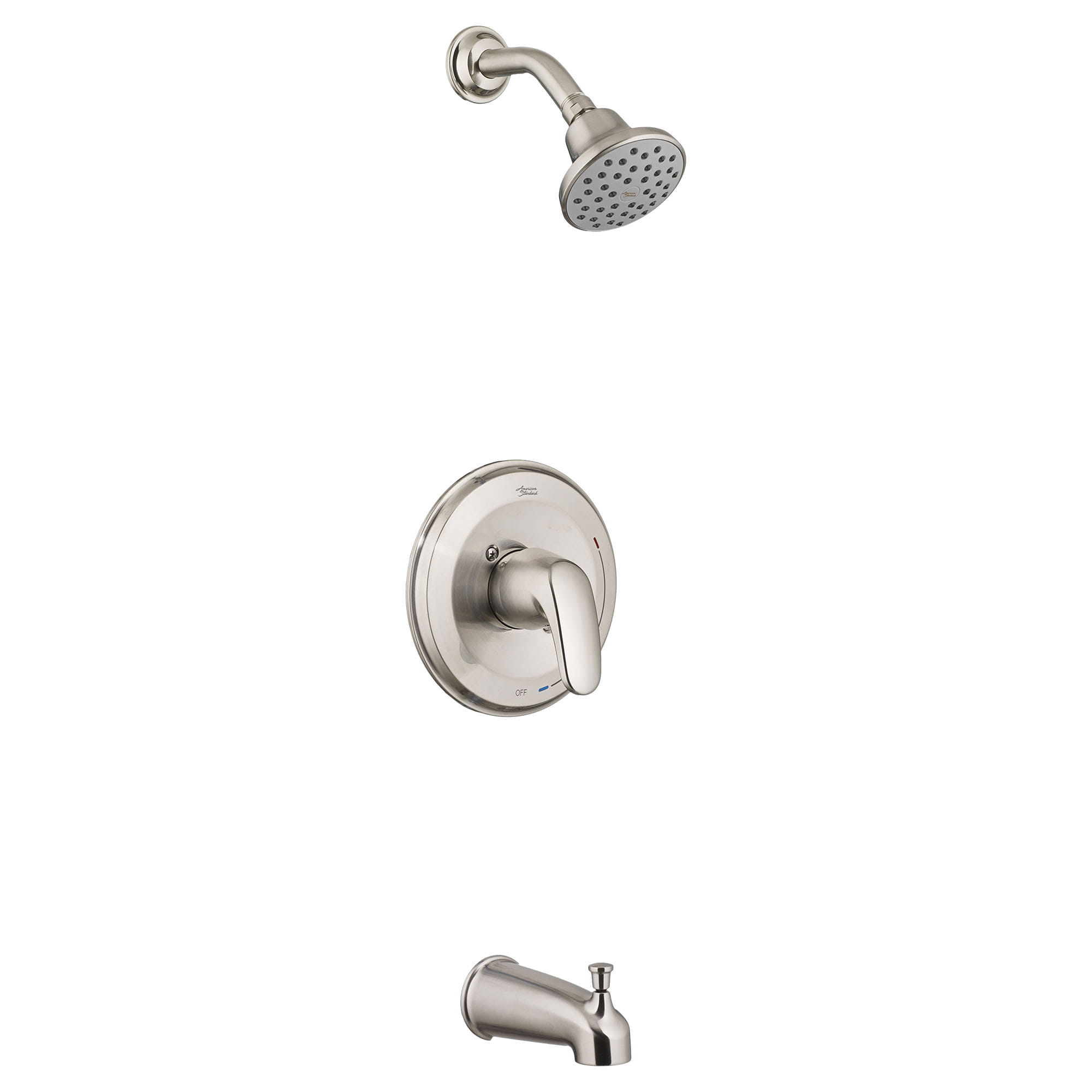 Colony PRO  175 gpm 66 L min Tub and Shower Trim Kit With Water Saving Showerhead Double Ceramic Pressure Balance Cartridge With Lever Handle   BRUSHED NICKEL